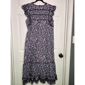 Rails Sofie Micro Floral Print Frill Sleeve Dress Navy XL